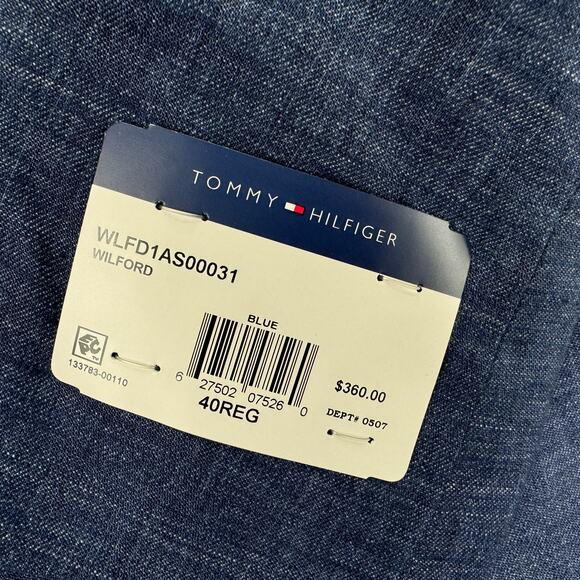 Tommy Hilfiger Mens Modern Fit Double-Breasted Linen Blend Suit Jacket Blue 40R - Picture 3 of 5